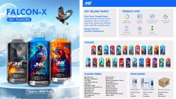 JNR Falcon X 18000 Puffs Wholesale | Disposable Vape Supplier