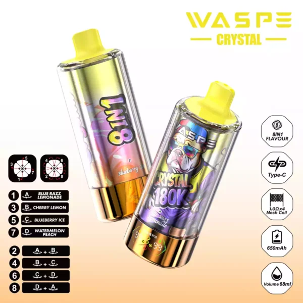 WASPE Crystal 180K Wholesale | 180000 Puffs 8 in 1 Vape Supplier