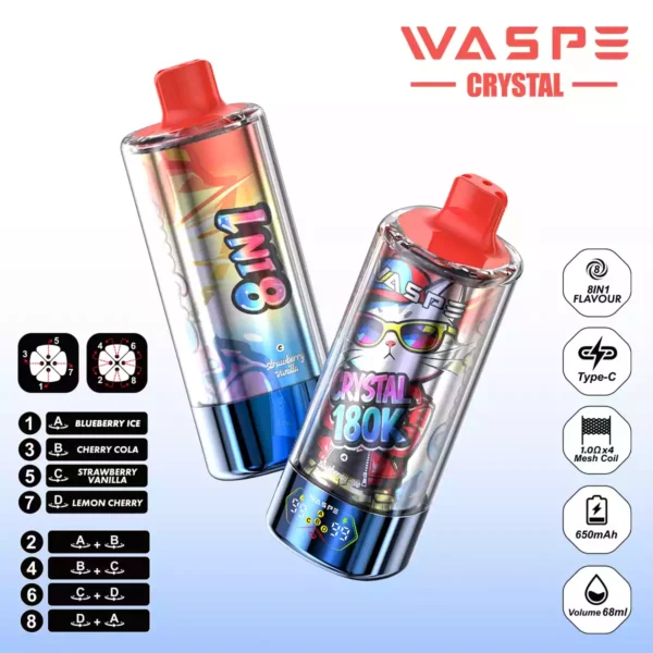 WASPE Crystal 180K Wholesale | 180000 Puffs 8 in 1 Vape Supplier