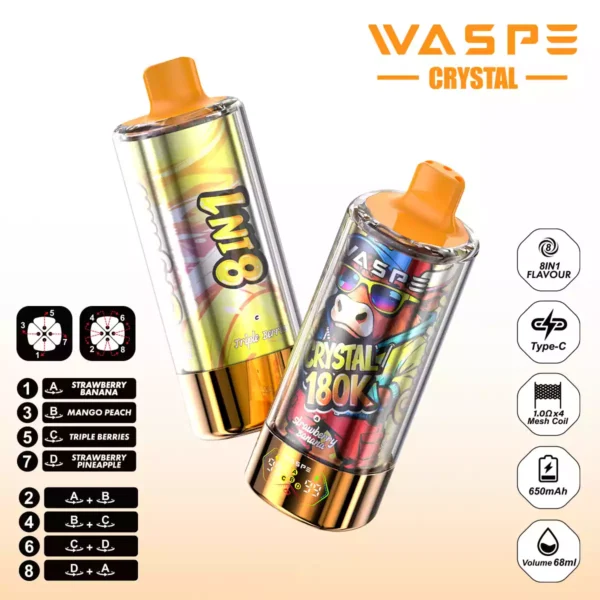WASPE Crystal 180K Wholesale | 180000 Puffs 8 in 1 Vape Supplier