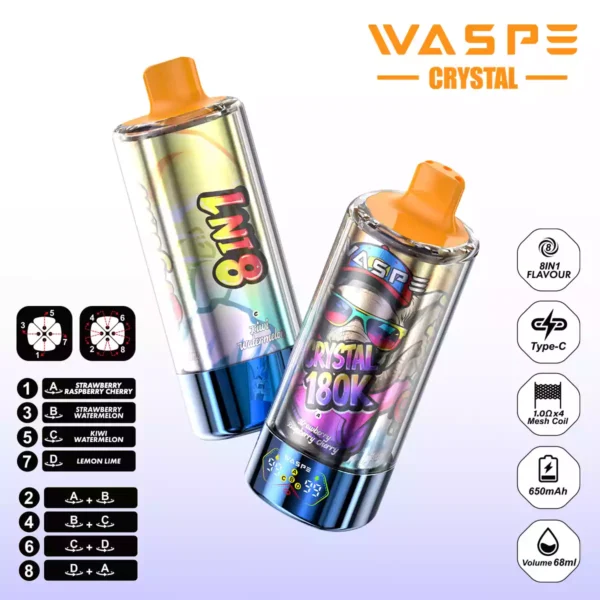WASPE Crystal 180K Wholesale | 180000 Puffs 8 in 1 Vape Supplier