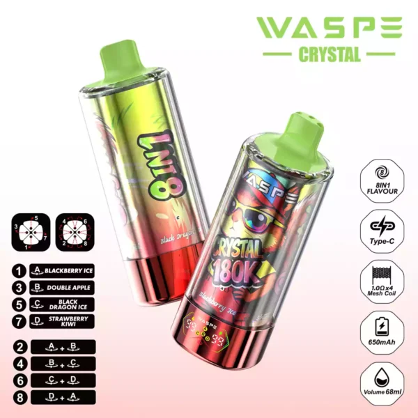 WASPE Crystal 180K Wholesale | 180000 Puffs 8 in 1 Vape Supplier