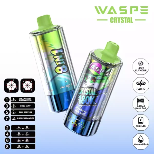 WASPE Crystal 180K Wholesale | 180000 Puffs 8 in 1 Vape Supplier
