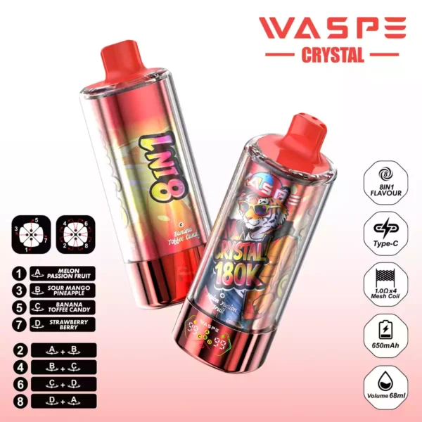 WASPE Crystal 180K Wholesale | 180000 Puffs 8 in 1 Vape Supplier
